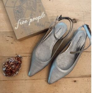 Free People Metallic Silver Flats